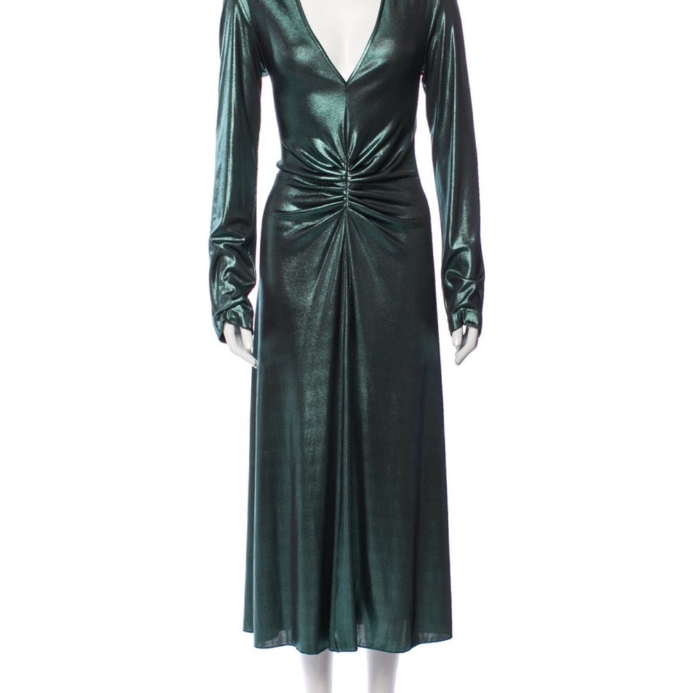 Rotate birger Elegant Green Metallic Dress
